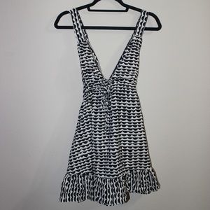 M Plunge and Criss Cross Back Black & Cream Dress